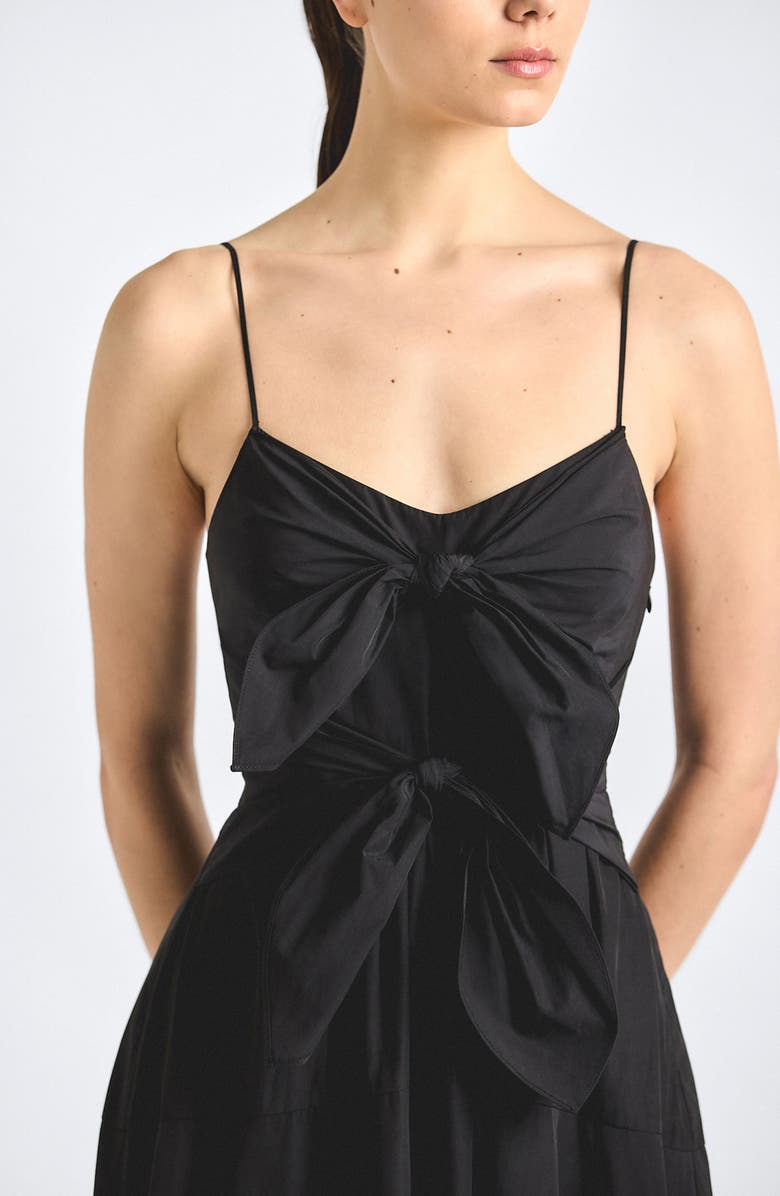 Derek Lam 10 Crosby Unity Tie Front Poplin Dress, Alternate, color, Black