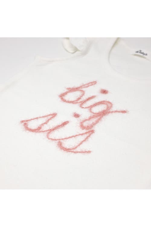 OH BABY OH BABY! "BIG SIS" PINK EMBROIDERED COTTON BABY RIB FLUTTER SLEEVE TANK 