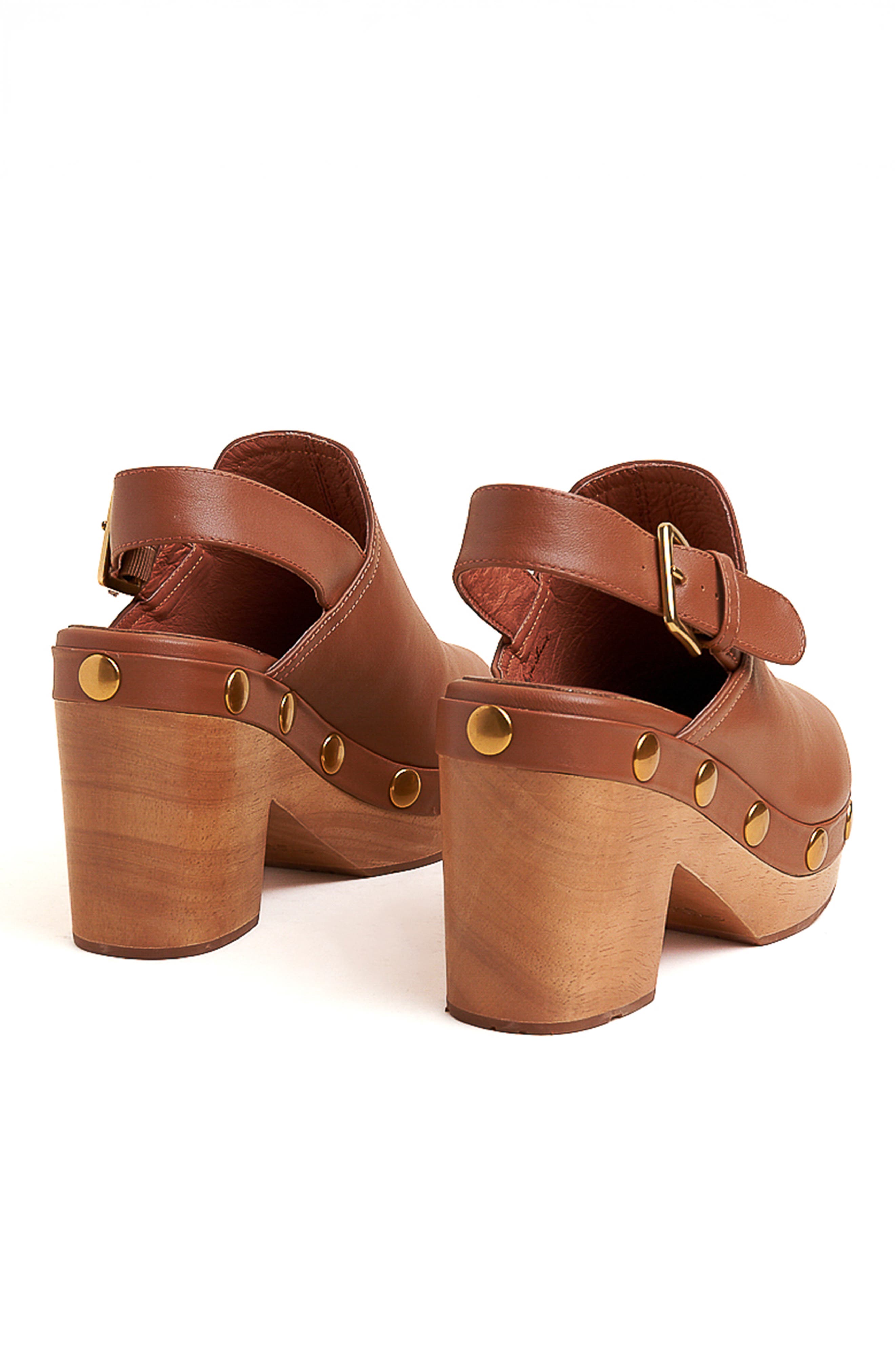 Charlotte Stone Hari Platform Slingback Studded Clog, Alternate, color, Luggage