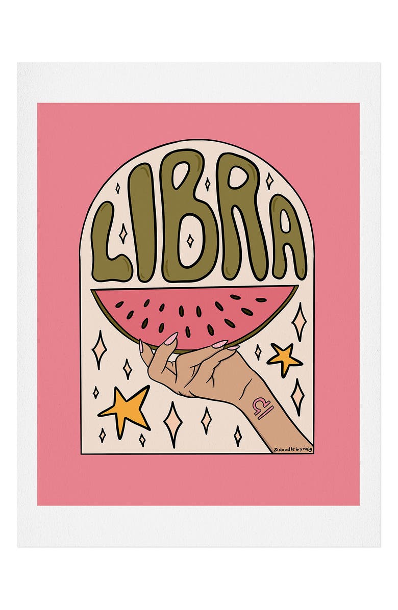 Deny Designs Libra Watermelon Unframed Wall Art, Main, color,