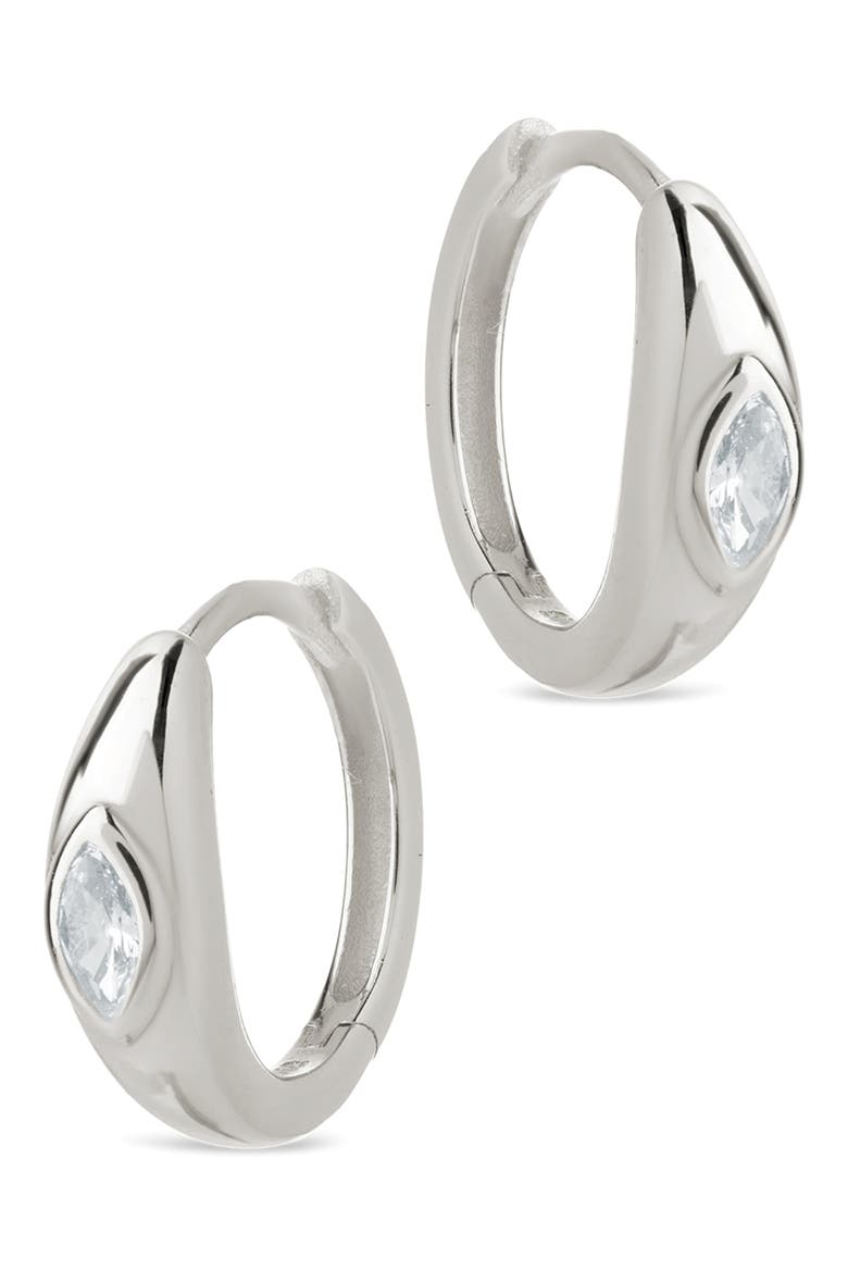 Camila Marquis Cubic Zirconia Huggie Hoop Earrings, Alternate, color, SILVER