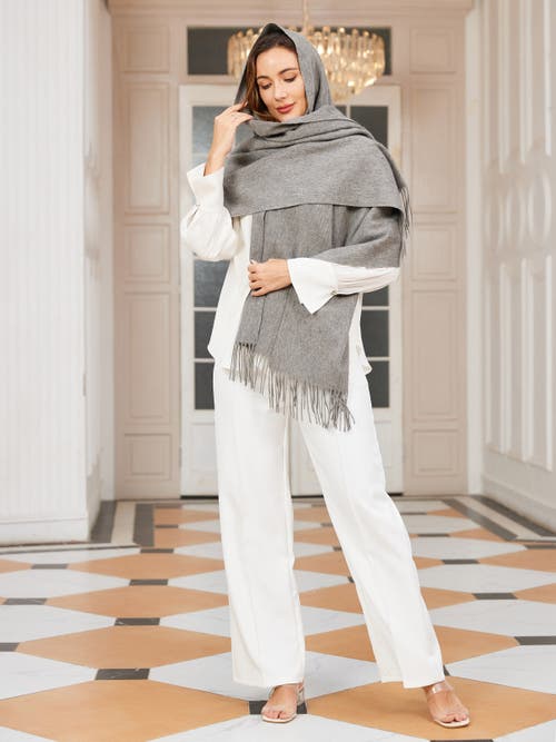Silksilky Pure Wool Scarf Shawl In Gray
