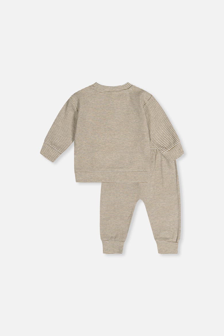 Organic Cotton Cozy Striped Pants and Long Sleeve Top Set, Alternate, color, Brown and White Stripes
