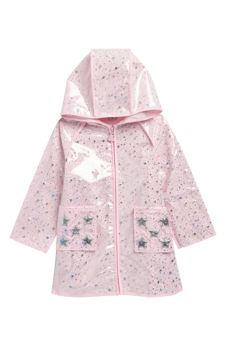 Pippa & Julie Kids' Chelsey Starry Rain Jacket, Main, color, Pink