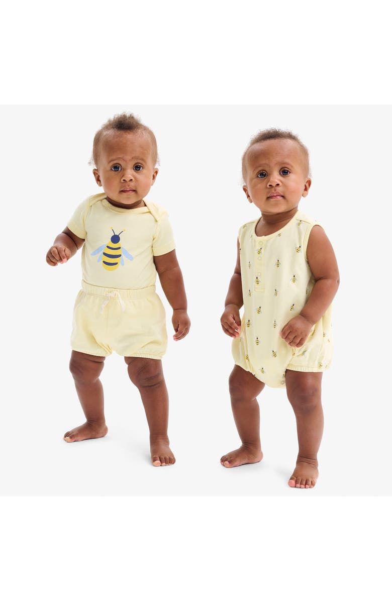 Primary Organic Short Sleeve Bumblebee Babysuit, Alternate, color, Light Banana