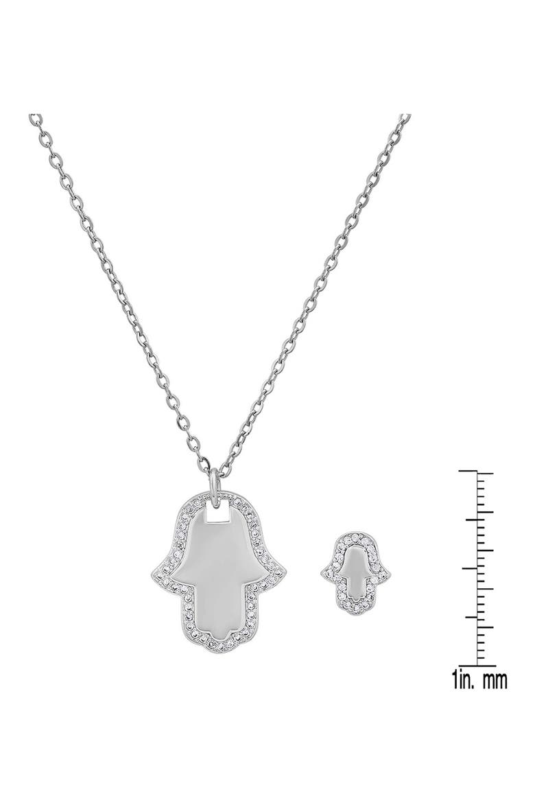 18k White Gold Plated Hamsa Necklace & Earrings Set, Alternate, color, SILVER