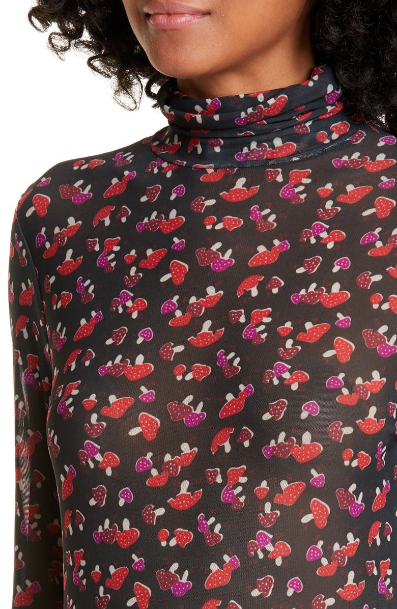 STAUD Helvin Mushroom Print Turtleneck Top, Alternate, color, 