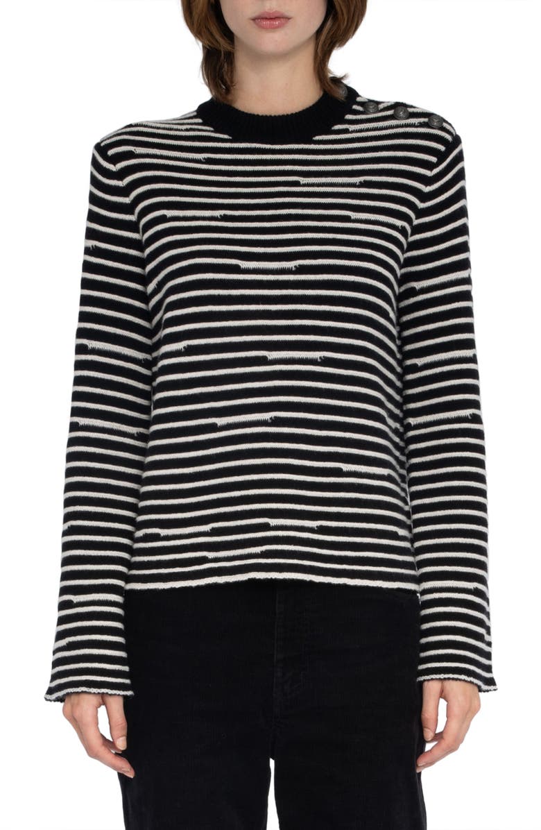 Zadig & Voltaire Spiky Stripes Wool & Cashmere Sweater, Main, color, 