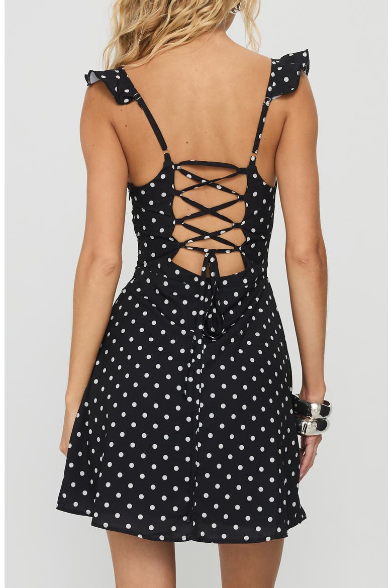Landon Polka Dot Print Minidress, Alternate, color, BLACK / POLKA DOT