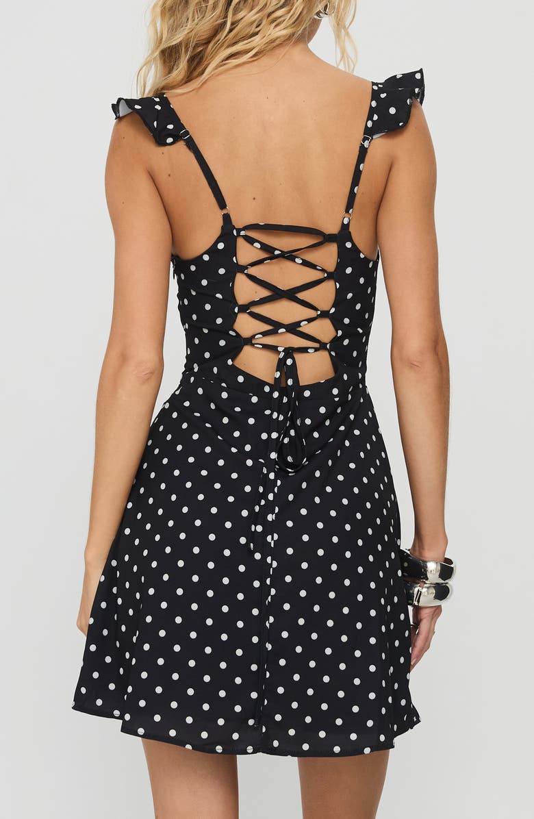 Princess Polly Landon Polka Dot Print Minidress, Alternate, color, Black / Polka Dot