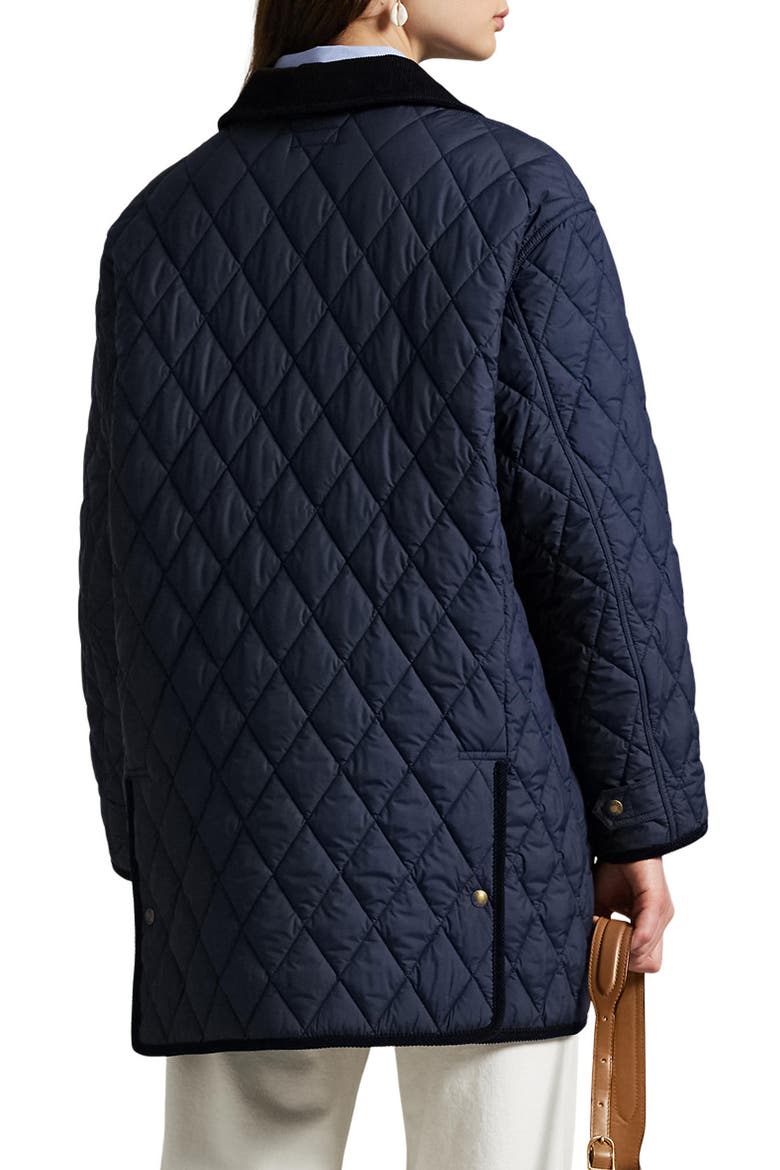 Water Repellent Quilted Barn Jacket, Alternate, color, RL NAVY