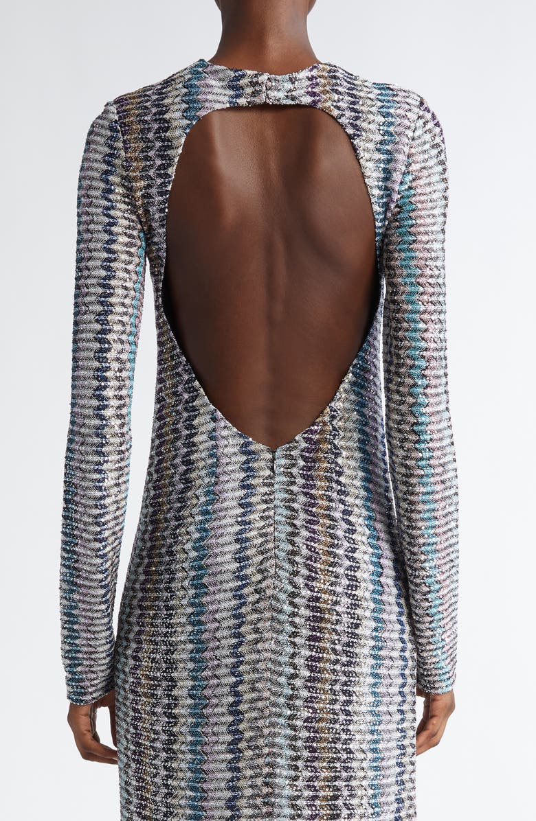 Missoni Sequin Stripe Long Sleeve Knit Dress, Alternate, color, 