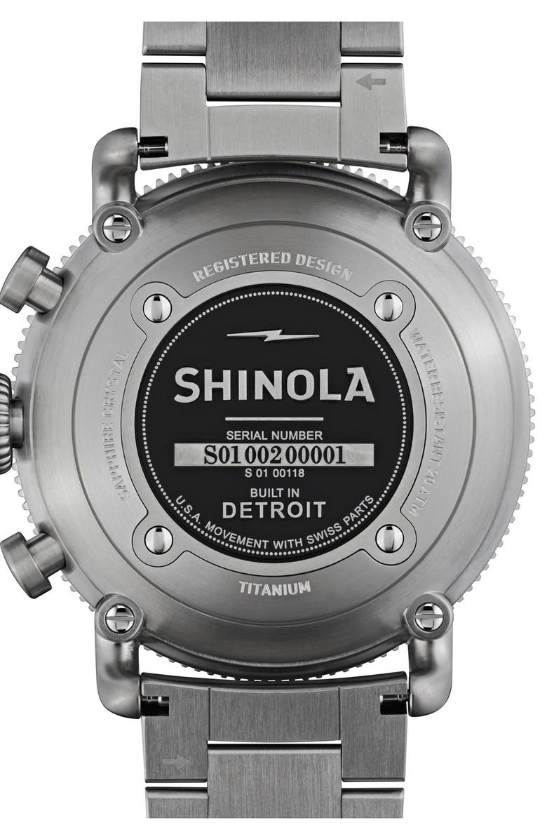 Shinola The Black Blizzard Chronograph Interchangeable Strap Watch, 48mm, Alternate, color, Silver/ Black