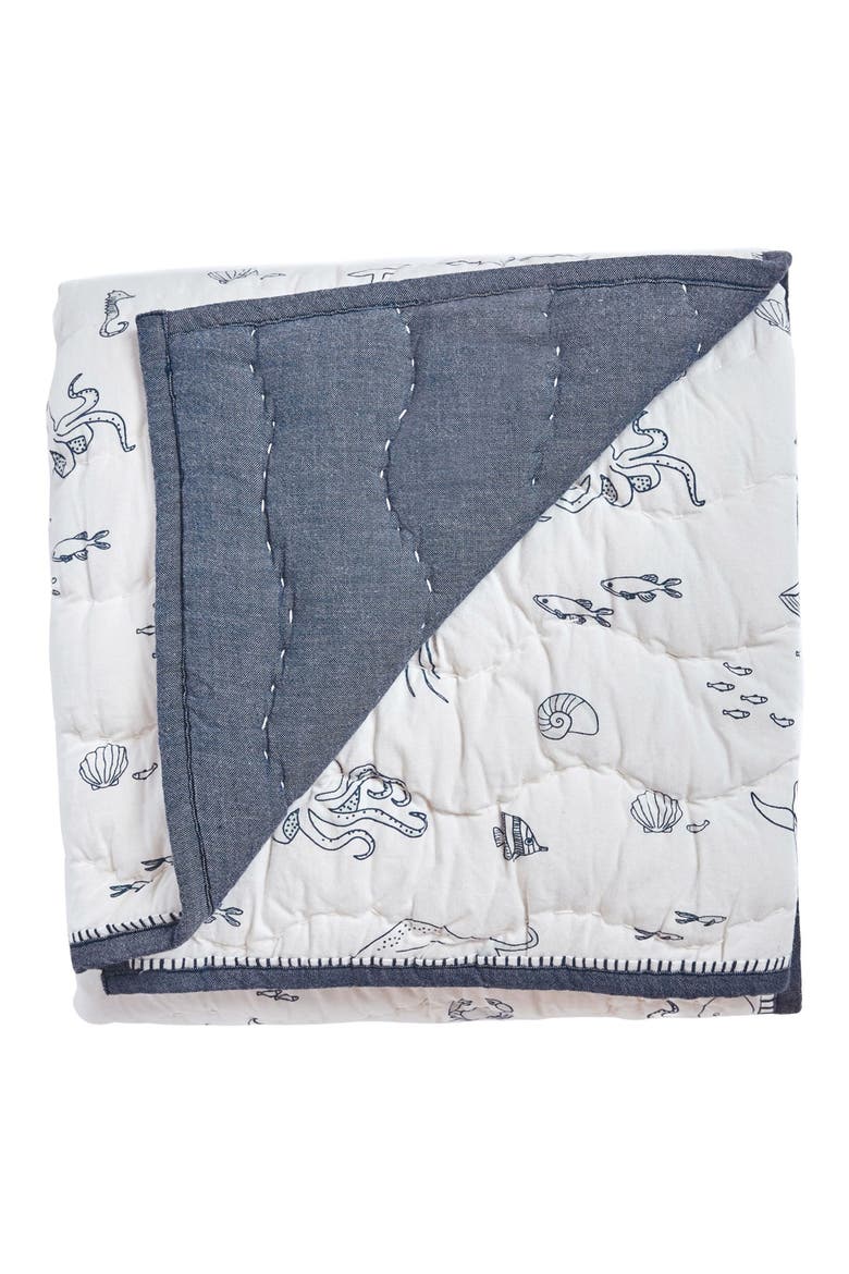 Chambray Blanket, Main, color, IVORY/ NAVY