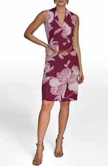 Floral Print Faux Wrap Sheath Dress