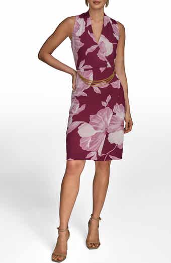 Floral Print Faux Wrap Sheath Dress