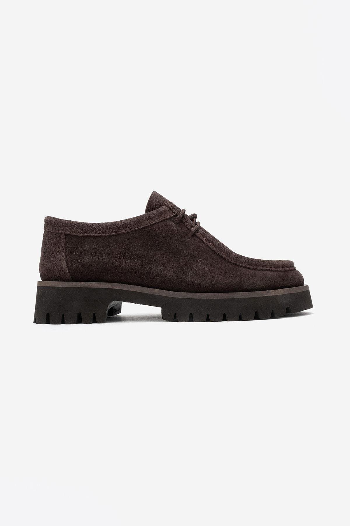 Talia Leather Lace Up Loafer, Alternate, color, Brown Suede