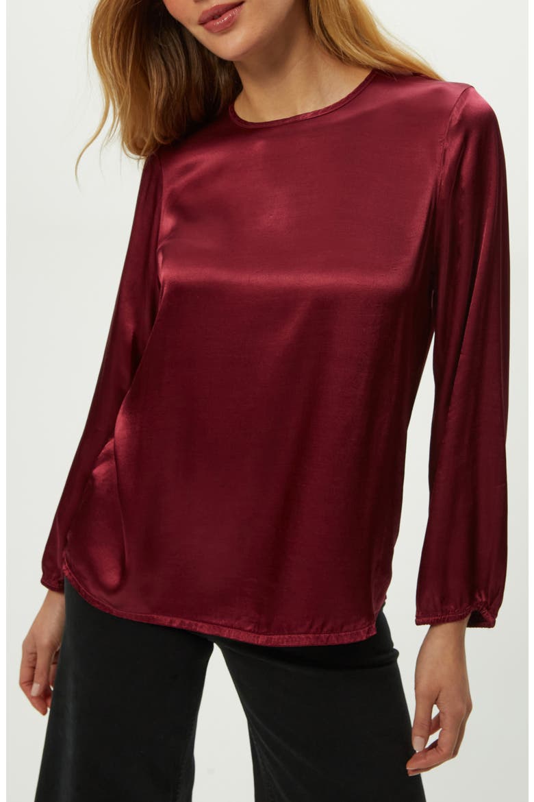 Lali Satin Top, Main, color, GARNET