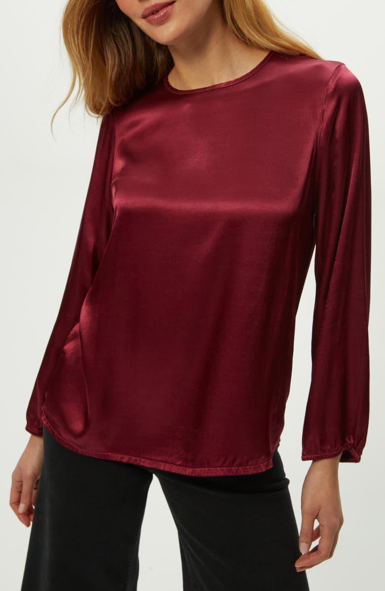 Michael Stars Lali Satin Top, Main, color, Garnet
