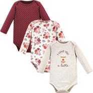 Hudson Baby Infant Breathable Cotton Long-Sleeve Bodysuit Bundle 3 Count