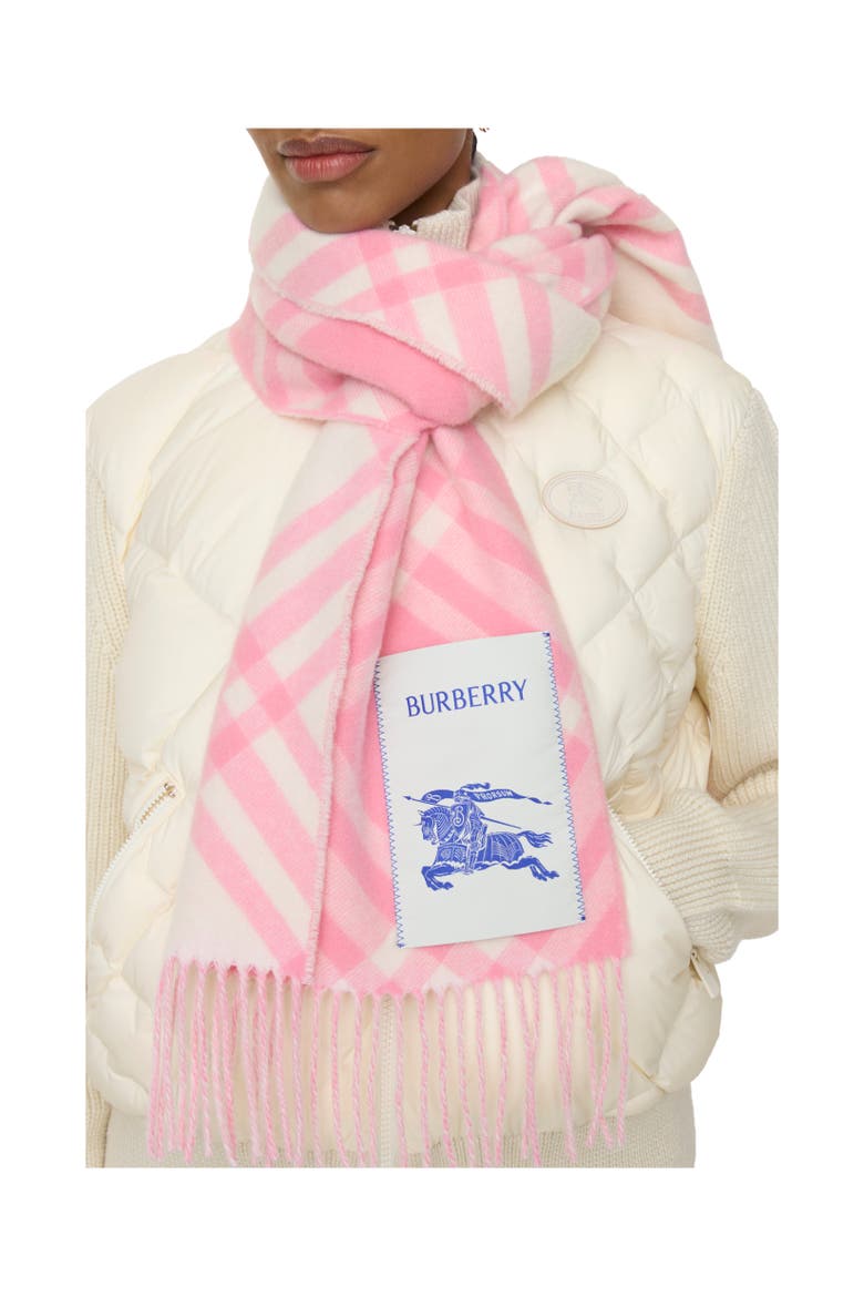 Check Cashmere Scarf, Alternate, color, Sugar pink