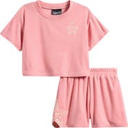 Ava & Yelly Kids' Embroidered Cotton Blend Terry Cover-Up Top & Shorts Set