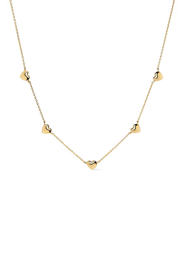 Lev Mini Heart Station Necklace, Main, color, GOLD