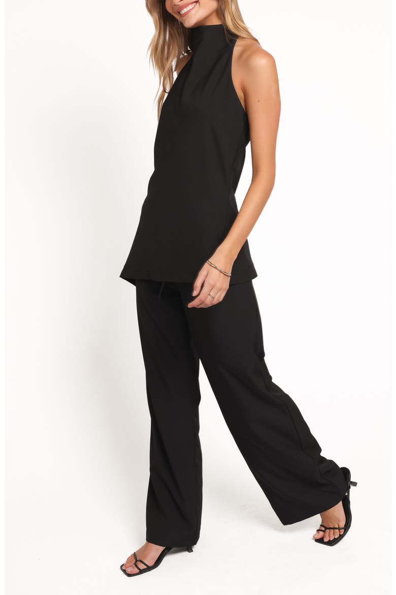 Jane Halter Top & Wide Leg Drawstring Pants Set, Alternate, color, BLACK