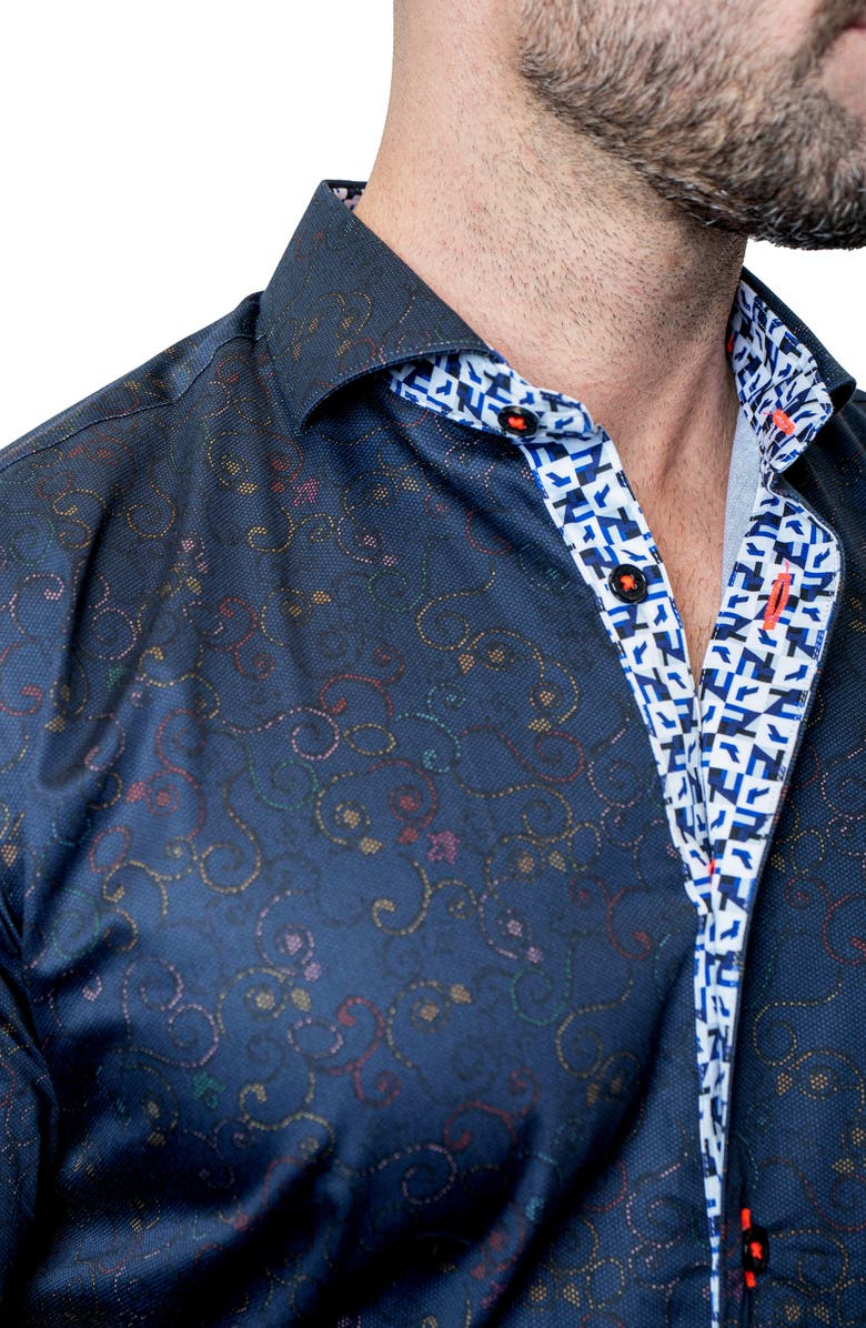 Maceoo Einstein Paisley Swirls Contemporary Fit Button-Up Shirt, Alternate, color, 