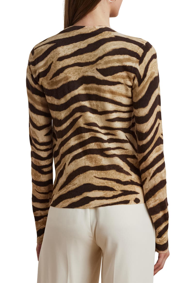 Zebra Stripe Linen & Cotton Cardigan, Alternate, color, MASCARPONE CREAM/ BROWN
