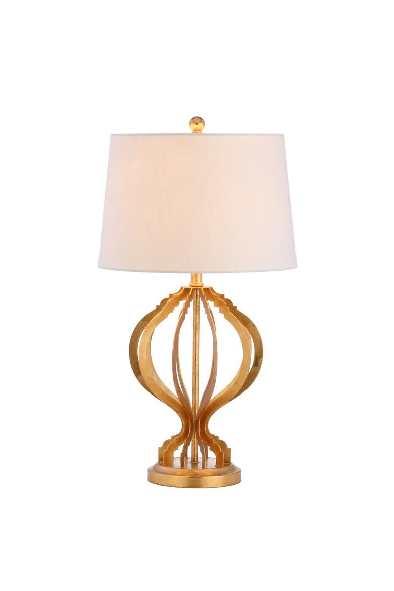 Sebastian 28.5" Metal Trellis LED Table Lamp, Gold Leaf, Main, color, Gold Leaf