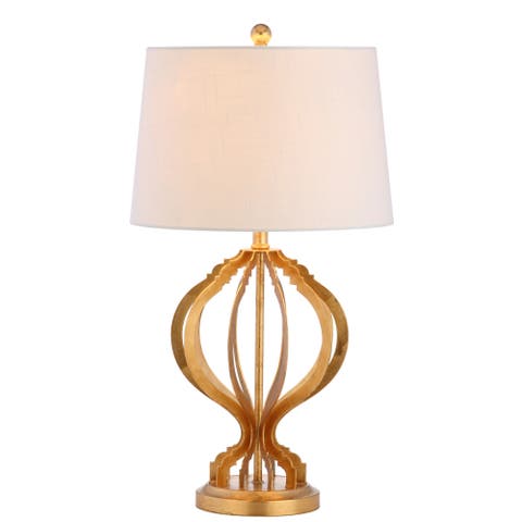 Sebastian 28.5" Metal Trellis LED Table Lamp, Gold Leaf