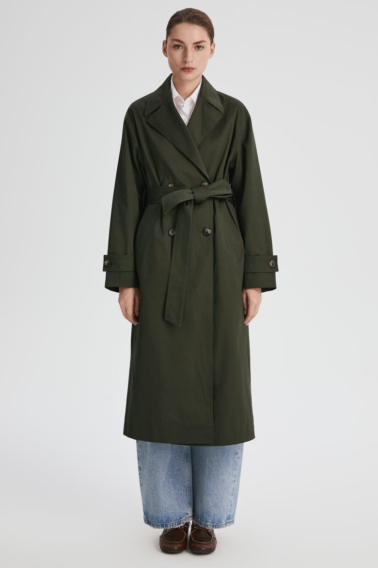 Maxi Oversized Trench Coat, Alternate, color, Olive