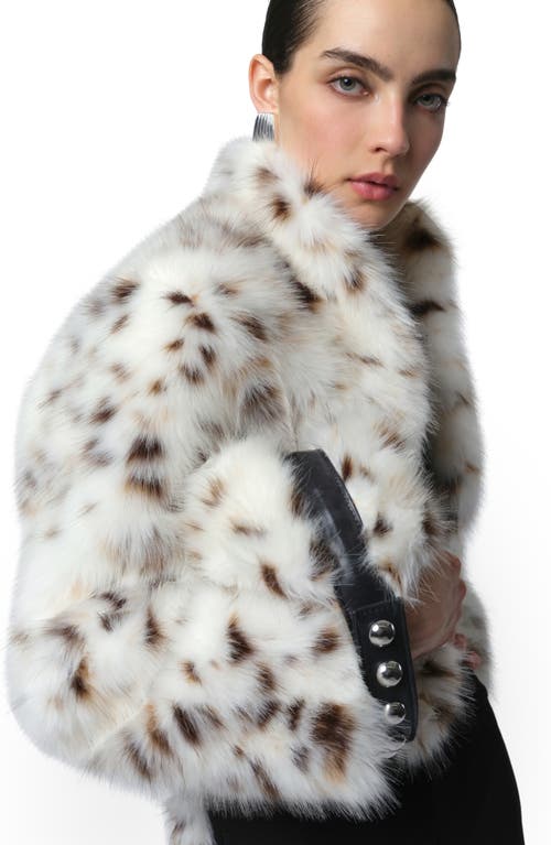 Apparis Marfa Snow Leopard Top Carry Handle Faux Fur Pouch In Multi
