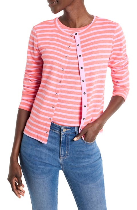 Stripe Front Snap Cardigan