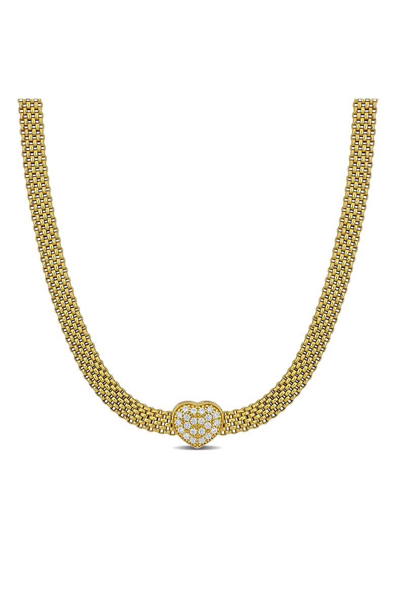 7/8 CTW Cubic Zirconia Heart Necklace, Main, color, Yellow-Plated