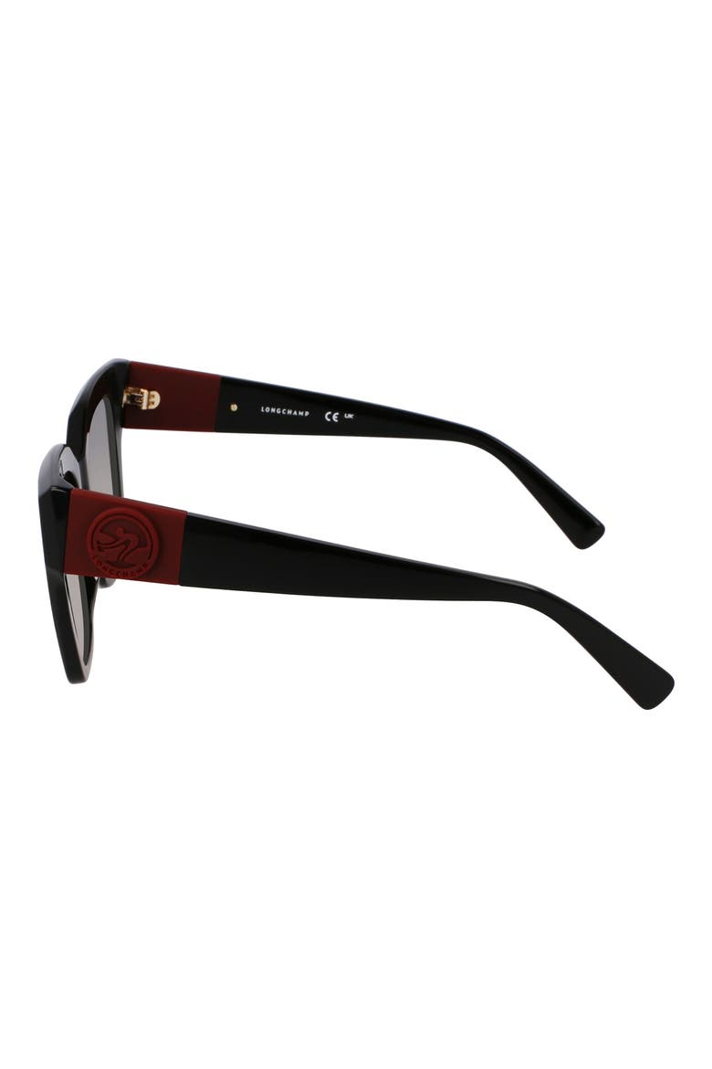 Medallion 52mm Modified Rectangular Sunglasses, Alternate, color, BLACK