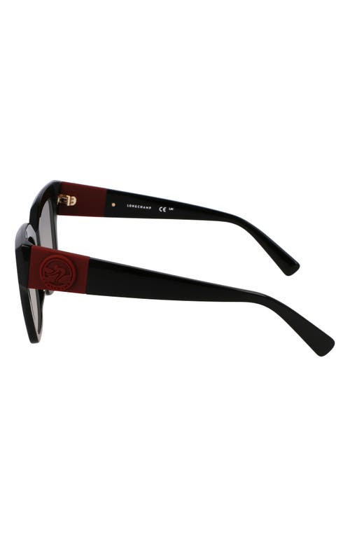 Longchamp Medallion 52mm Modified Rectangular Sunglasses In Black
