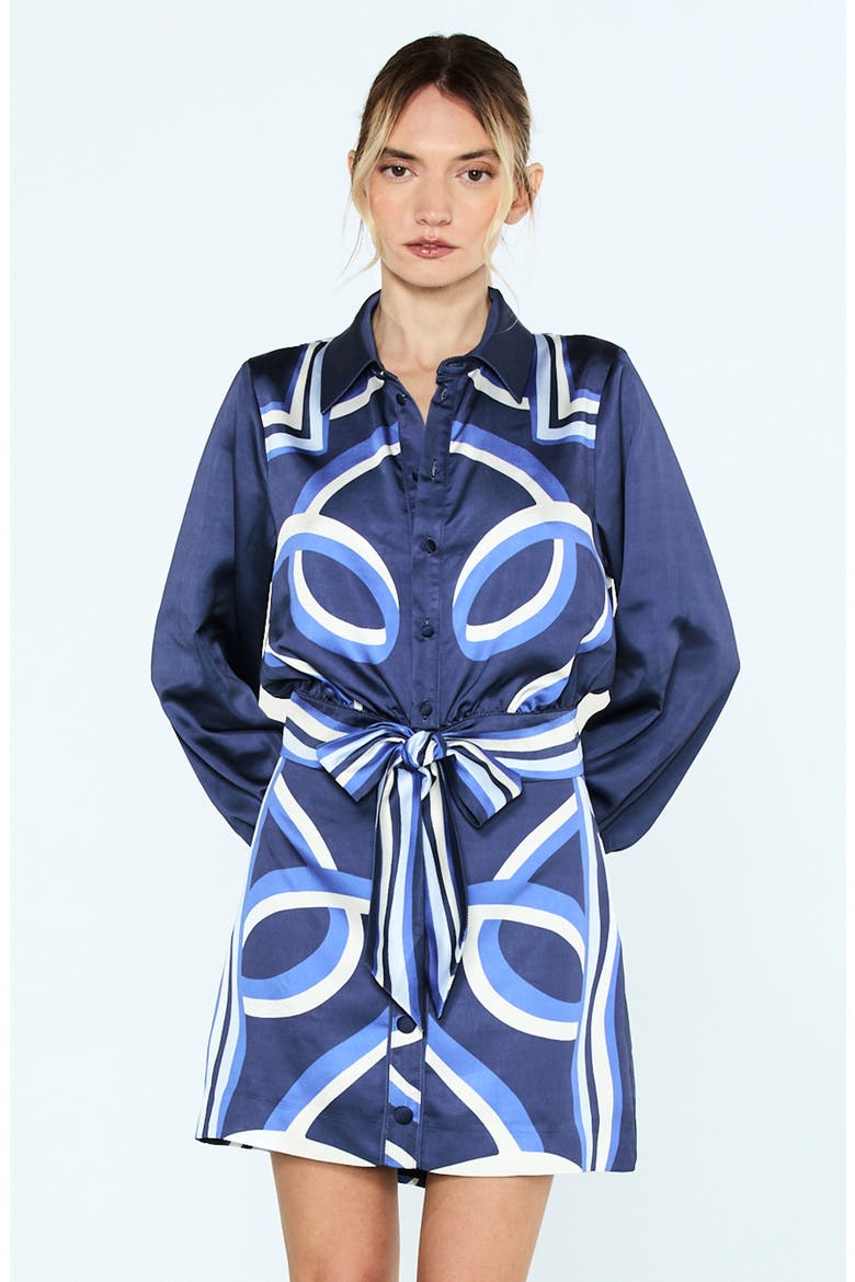 Zaria Printed Tie Waist Shirt, Alternate, color, BLUE MULTI