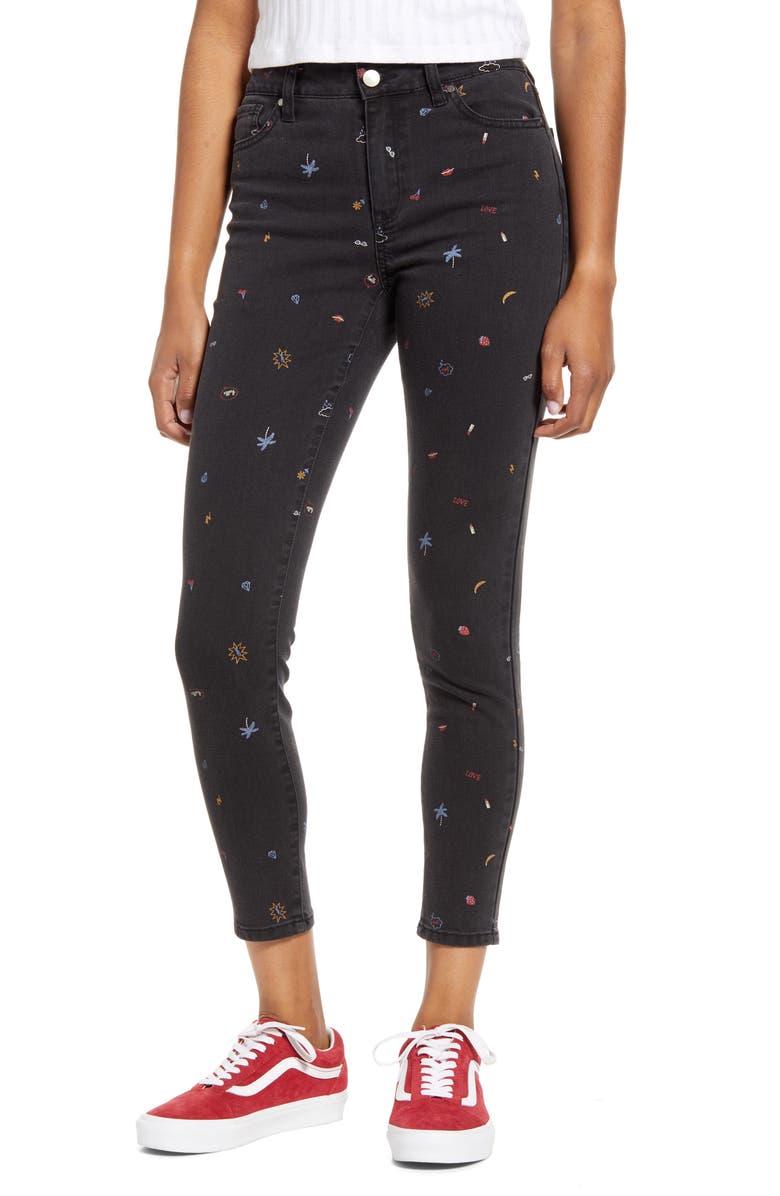 Tinsel Print Skinny Jeans, Main, color,