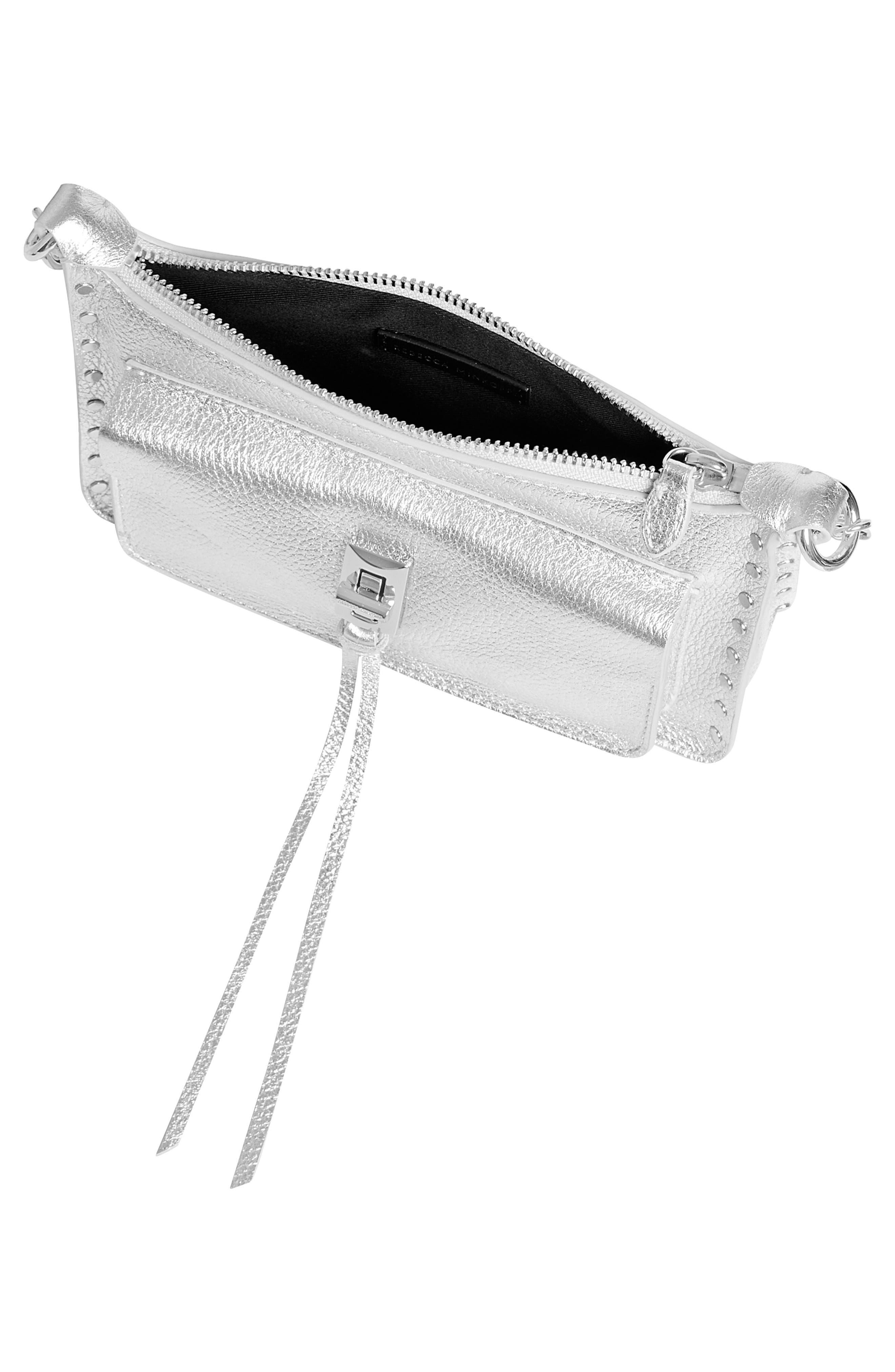 Rebecca Minkoff Mini Darren Leather Crosssbody Bag, Alternate, color, Silver/ Tawny