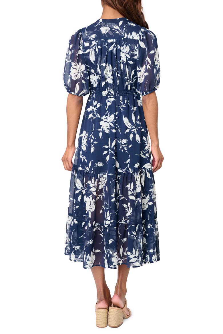 Kira Drawstring Maxi Dress, Alternate, color, NAVY/WHITE FLOWER PRINT