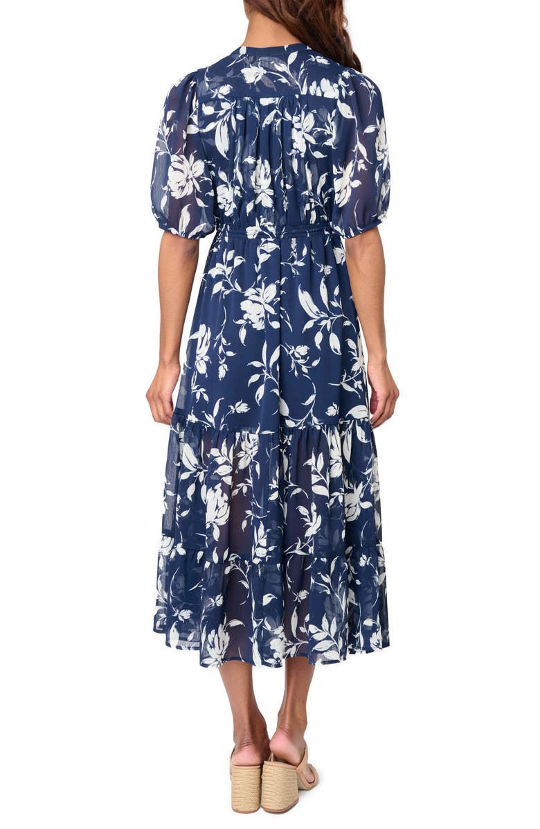 GIBSONLOOK Kira Drawstring Maxi Dress, Alternate, color, Navy/White Flower Print
