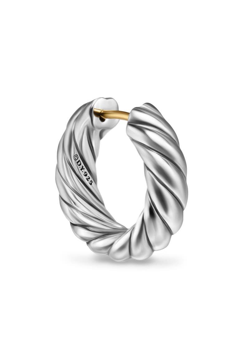 Sculpted Cable Hoop Earrings in Sterling Silver, 18.6mm, Alternate, color, STERLING SILVER