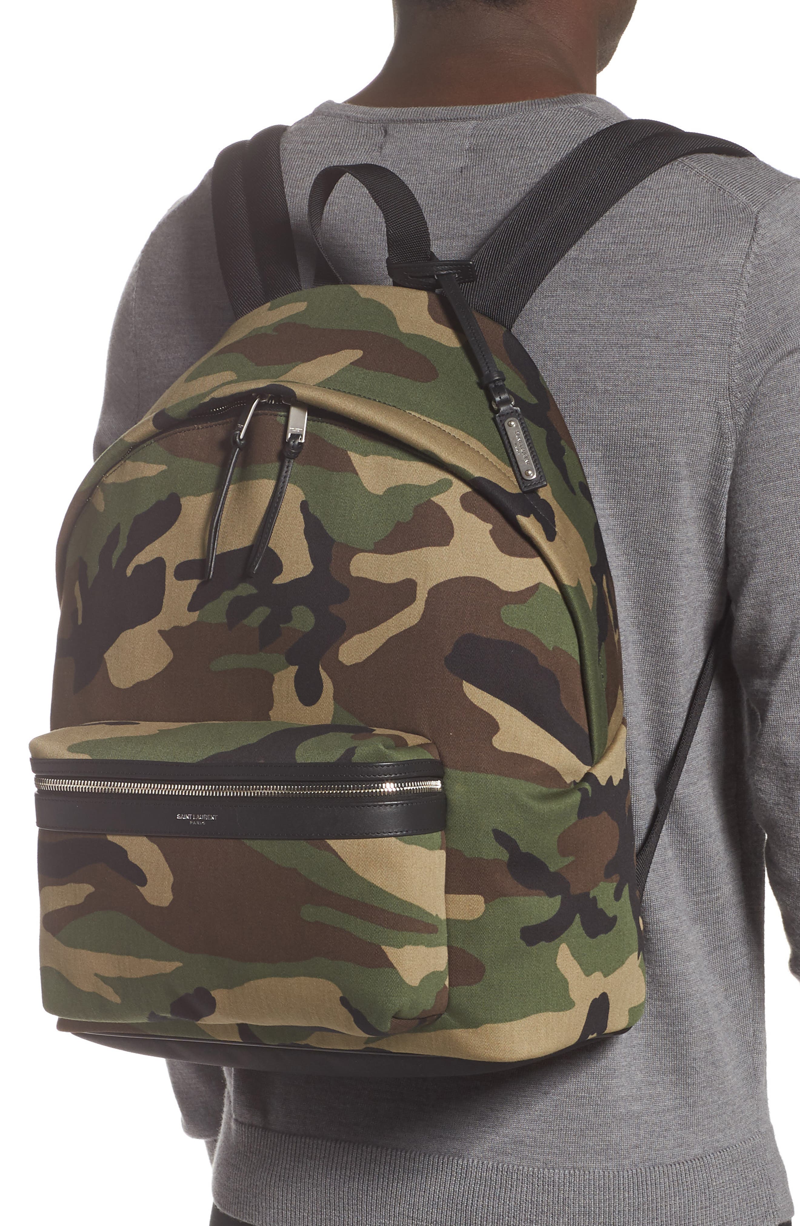 Saint Laurent Camo City Backpack, Alternate, color, 