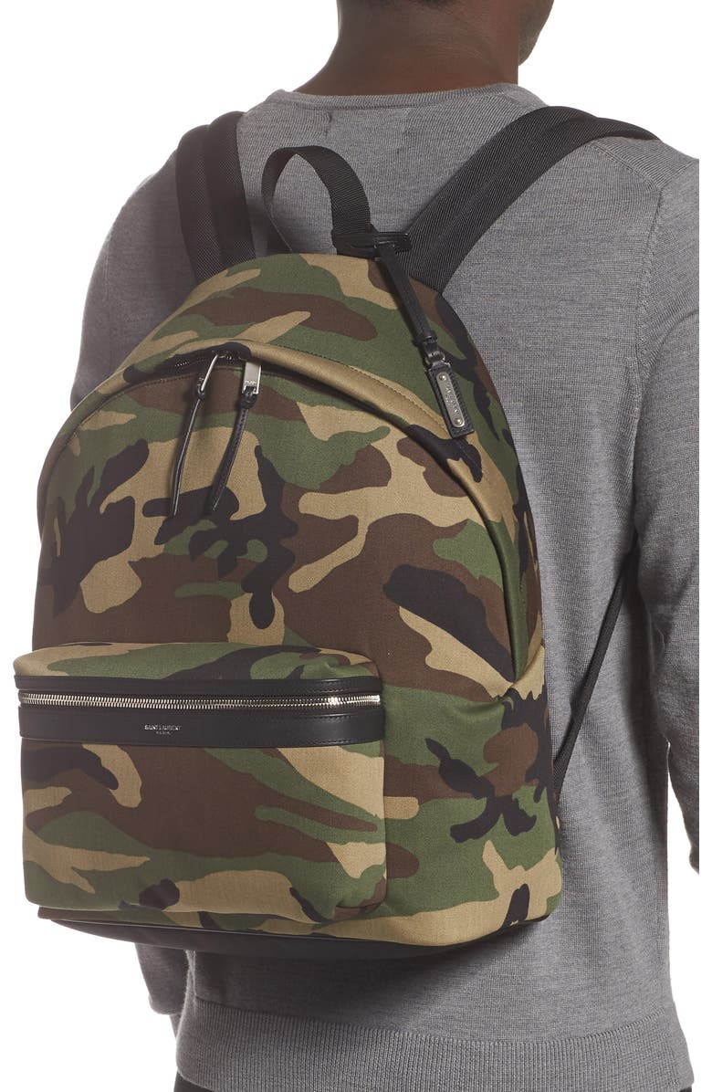 Saint Laurent Camo City Backpack, Alternate, color,