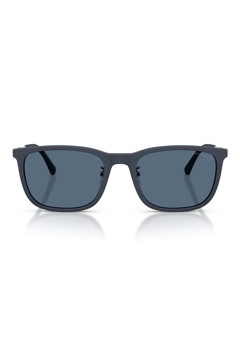 56mm Square Sunglasses, Main, color, MATTE BLUE / DARK BLUE