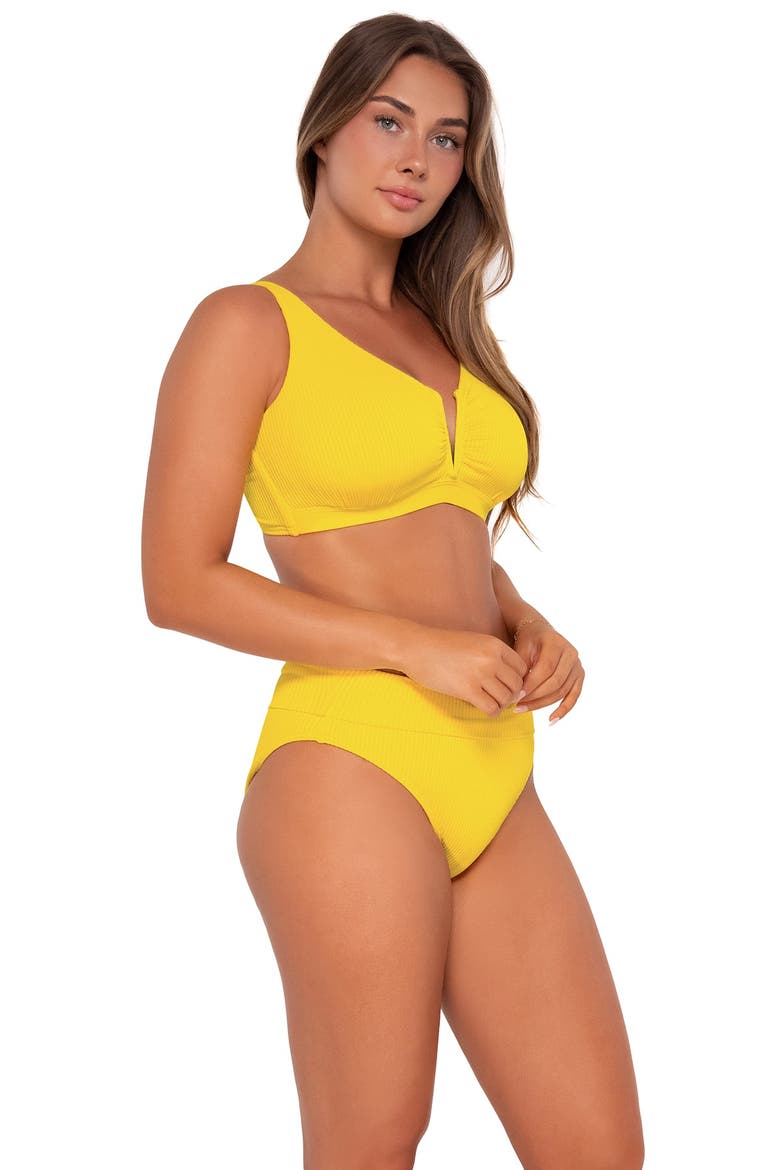 Vienna V-Wire Bikini Swimsuit Top - D Cup, Alternate, color, Lemon Zest Sandbar Rib