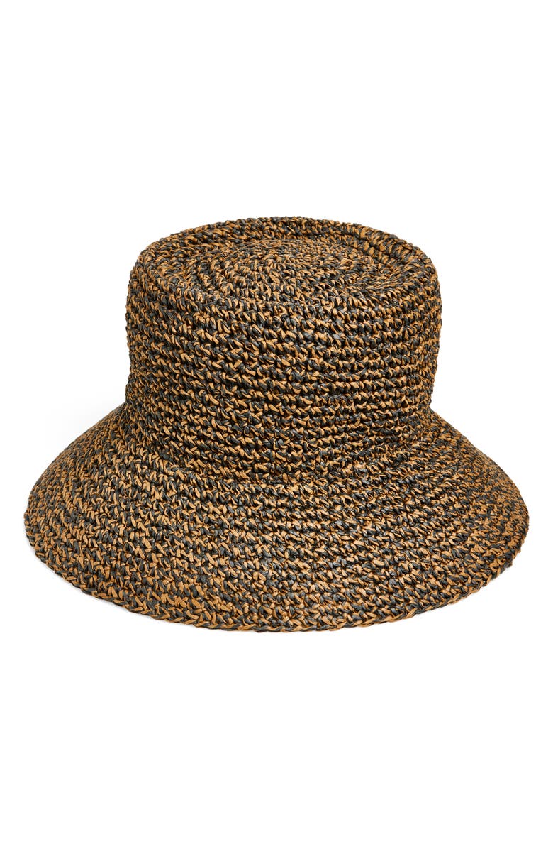 Nordstrom Lantern Packable Straw Bucket Hat, Main, color, Chocolate