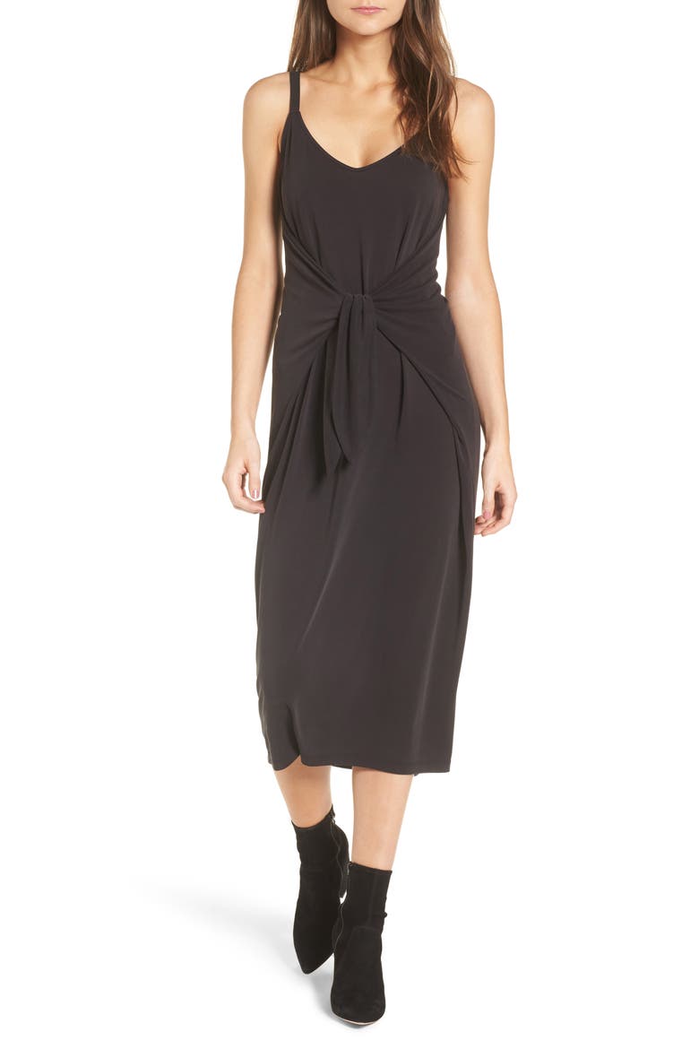 Knotted Midi Dress, Main, color, BLACK